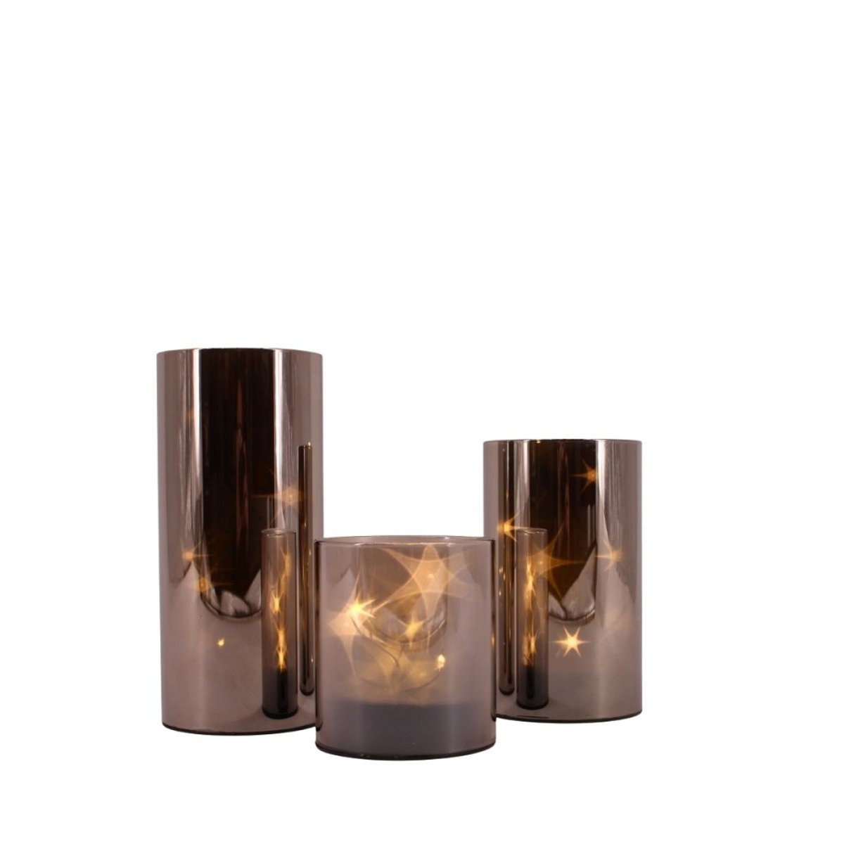 Coffret 3 lampes LED étoiles gris, HASHTAG DECO