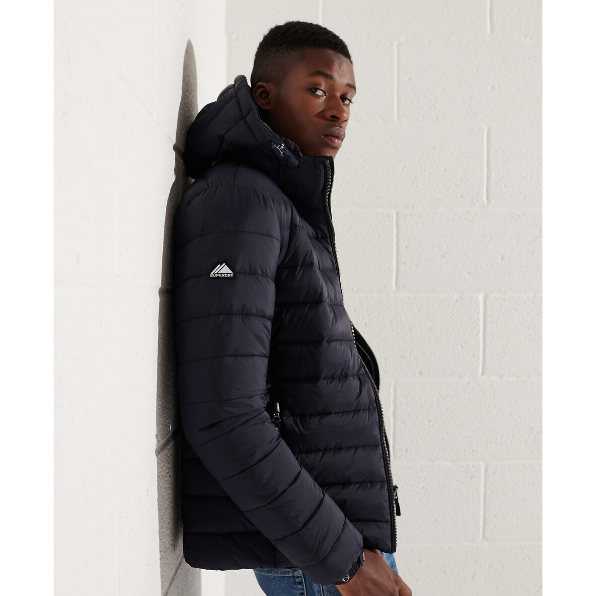 Doudoune zippée à capuche Fuji bleu marine, SUPERDRY