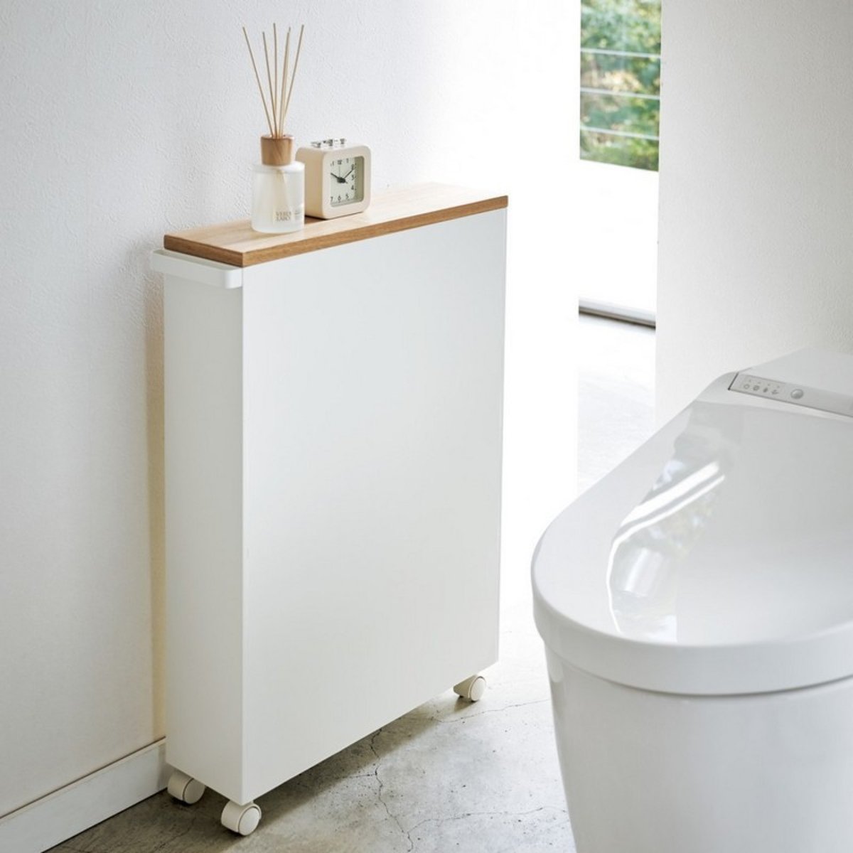 Meuble rangement étroit wc TOWER blanc, YAMAZAKI