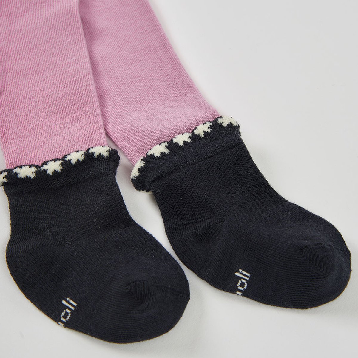 Collants avec détail floral à la cheville rose, BOBOLI