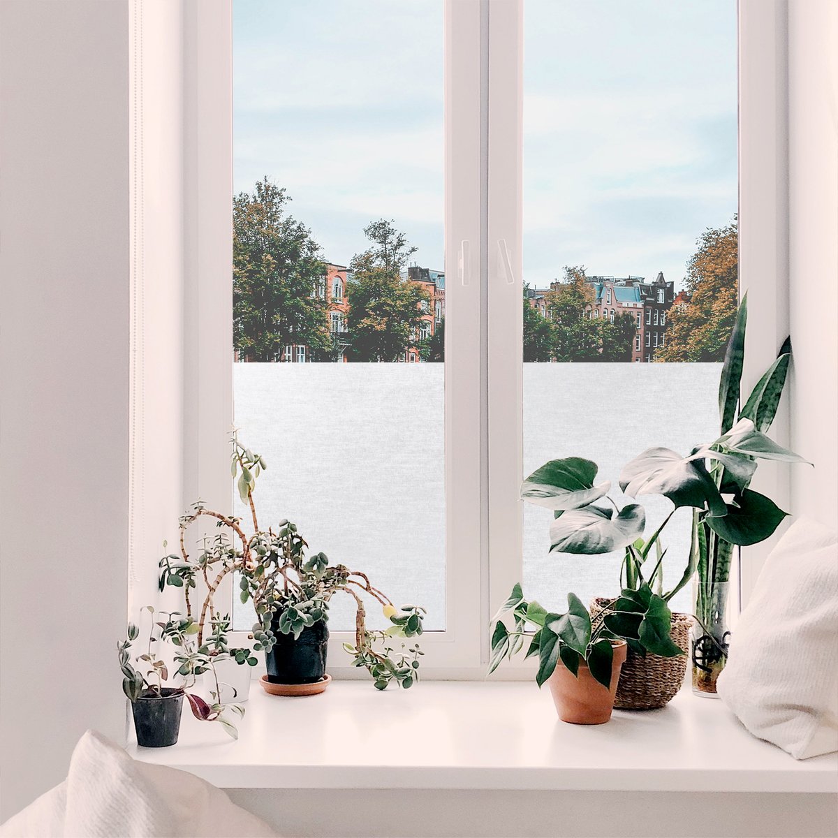 Film vitrostatique Fibres textiles blanc, ART FOR THE HOME