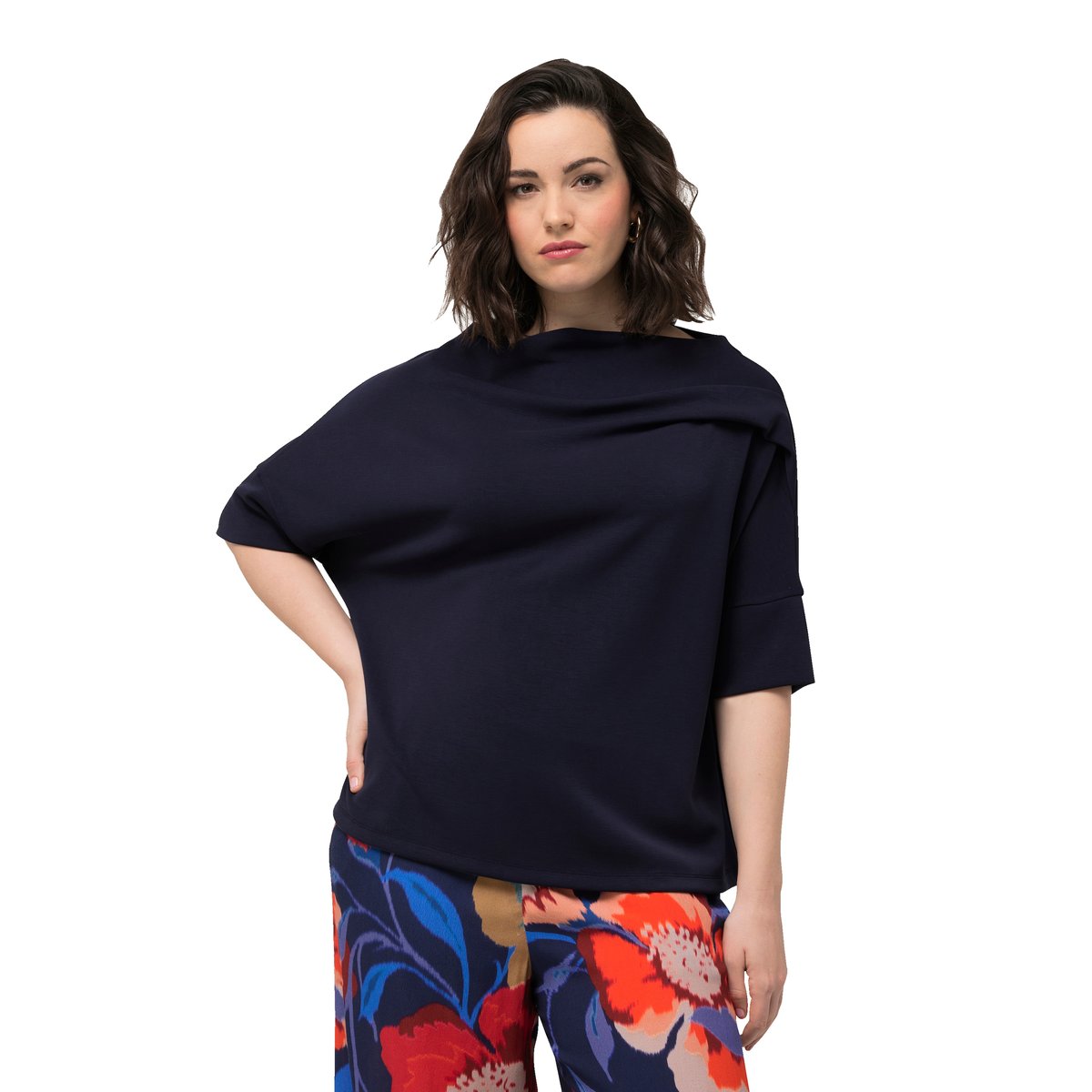 Sweat-shirt oversized à manches courtes marine, ULLA POPKEN