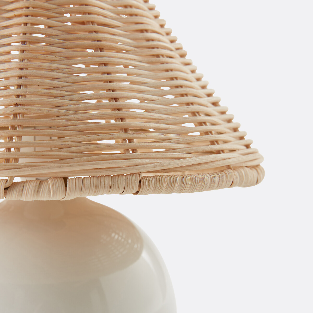 Lampe à poser céramique et rotin, Alios blanc/naturel, LA REDOUTE INTERIEURS