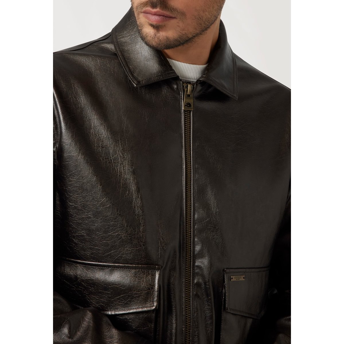 Veste En Similicuir marron, GUESS