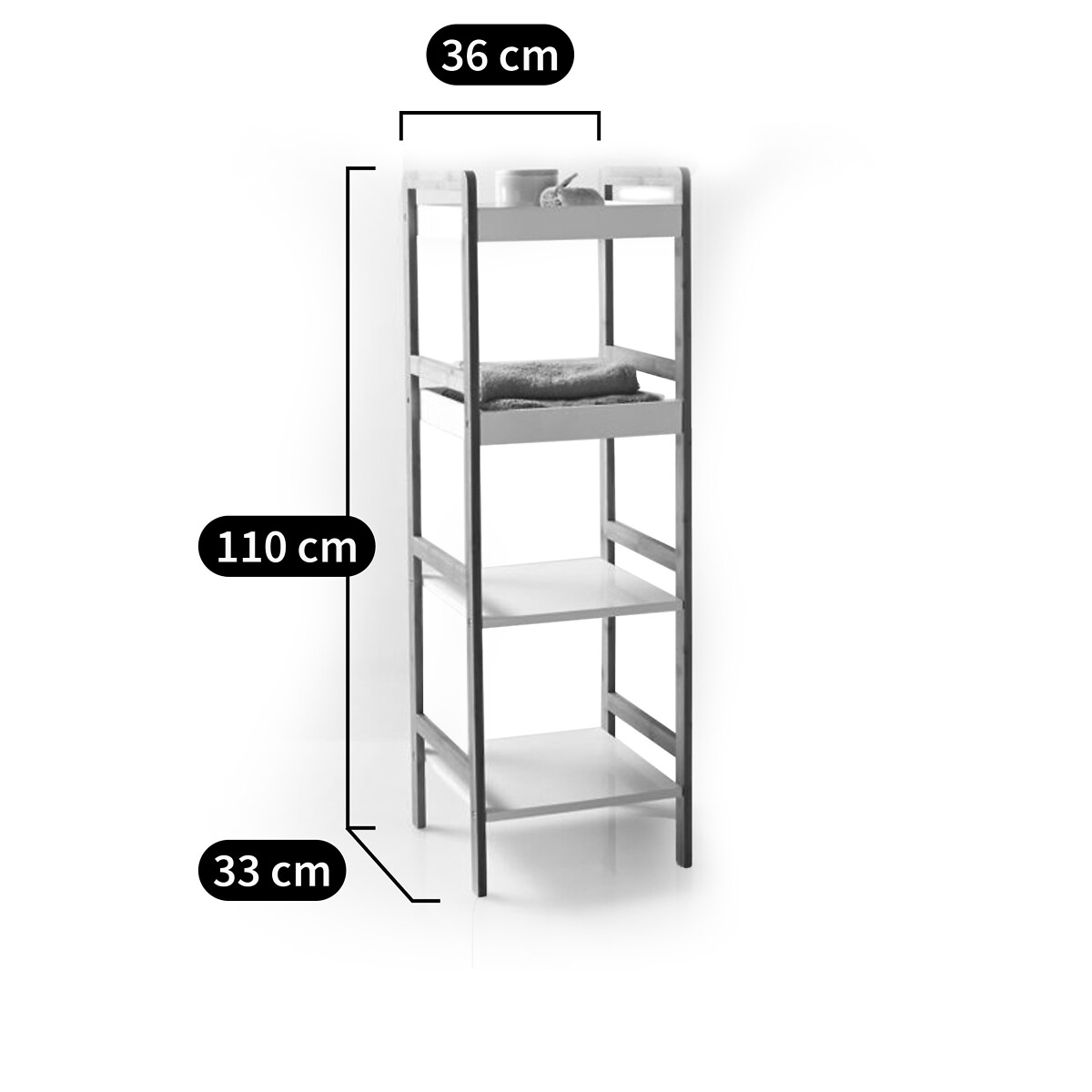 Étagère de salle de bain, 4 plateaux, Lindus blanc, SO'HOME