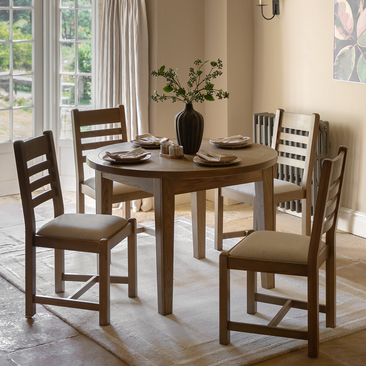 Toledo Oak Round Extending Dining Table natural oak, SO'HOME