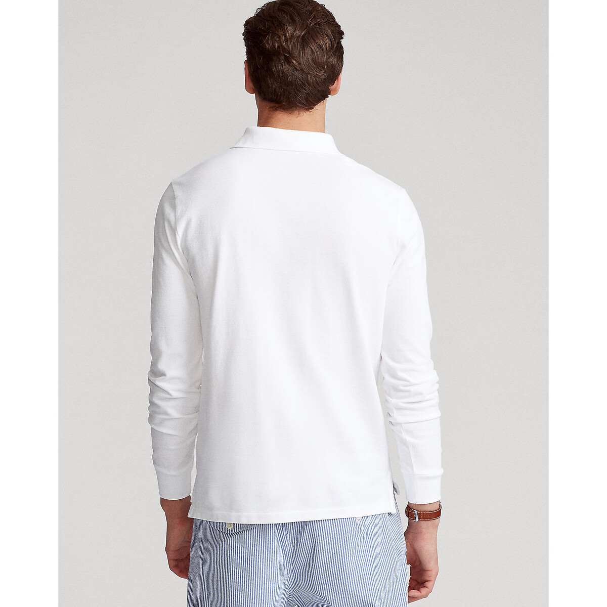 Cotton Pique Fitted Polo Shirt white, POLO RALPH LAUREN