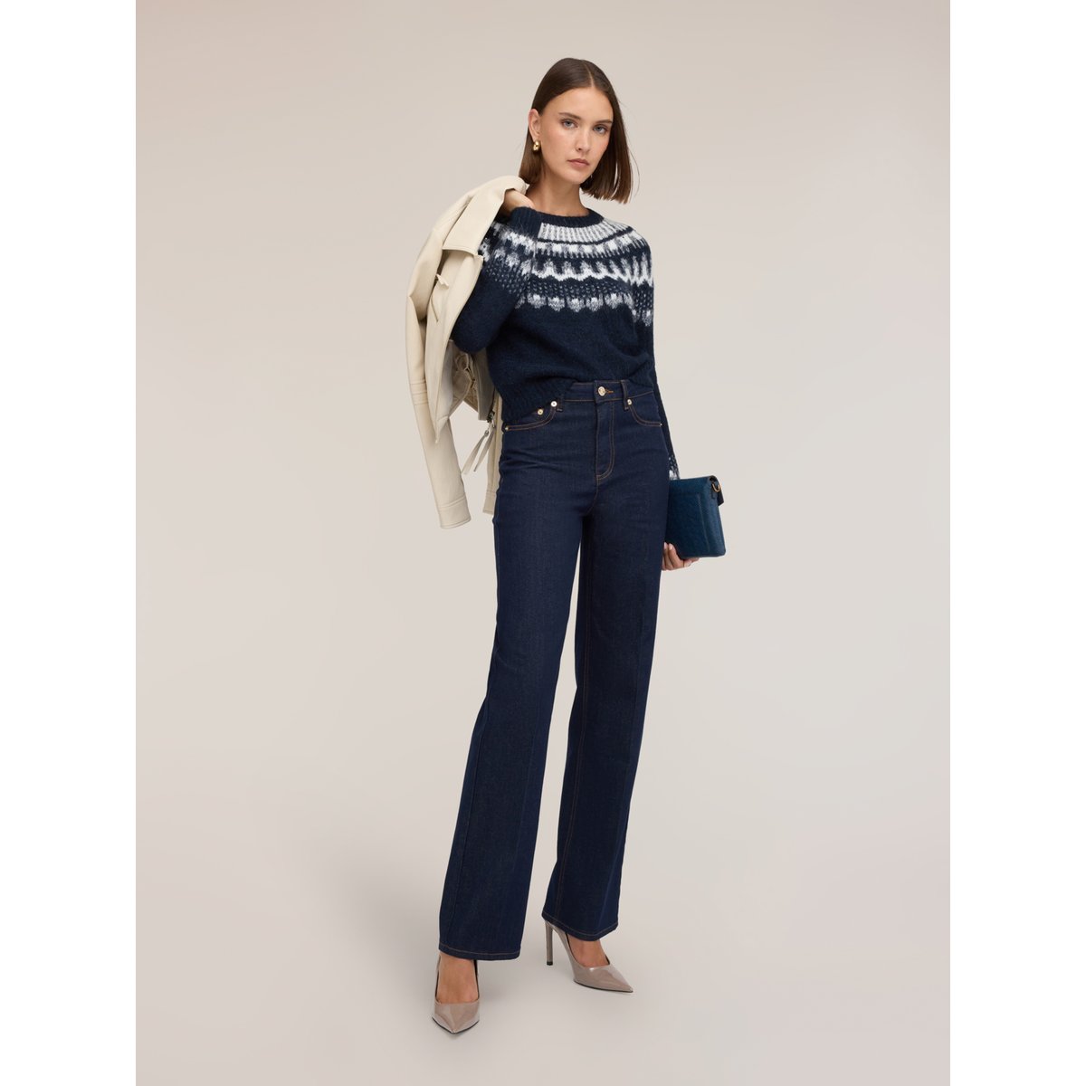 Jean large taille haute bleu, MOTIVI