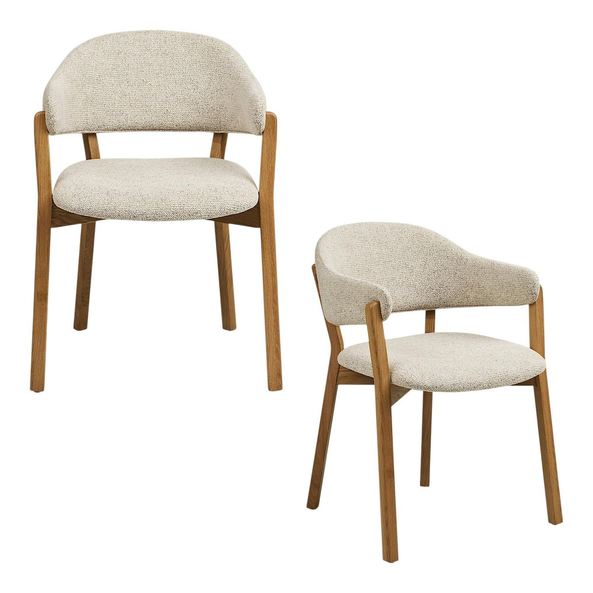Fauteuil de table en bois et tissu beige (lot de 2) AMSTERDAM beige, PIER IMPORT