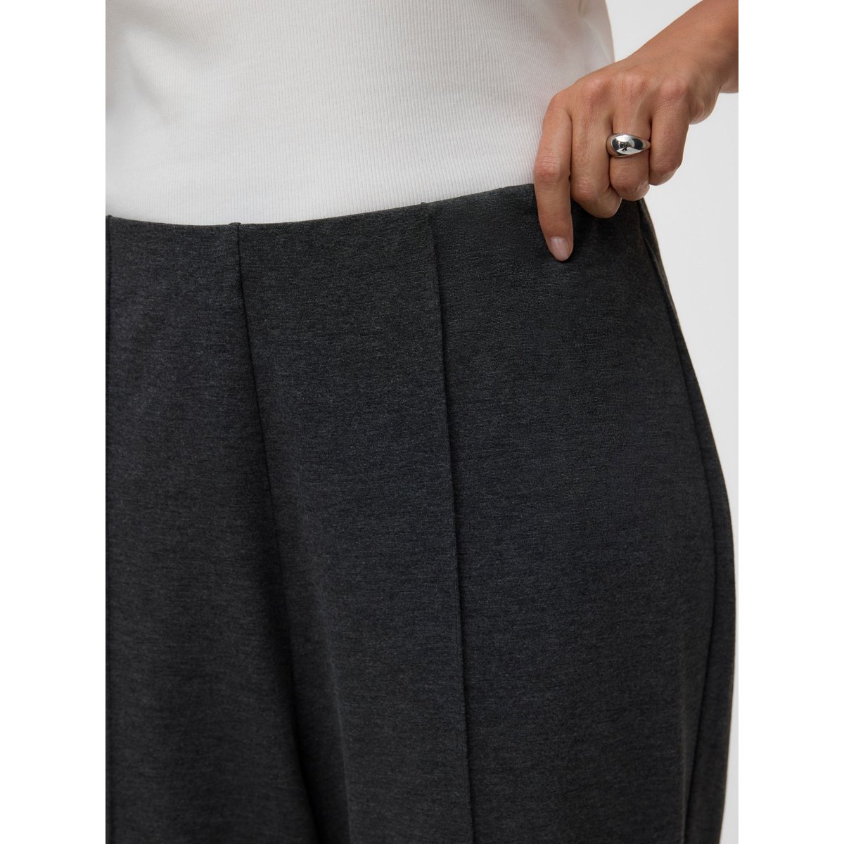 Pantalon À Jambe Large dark grey melange, VERO MODA