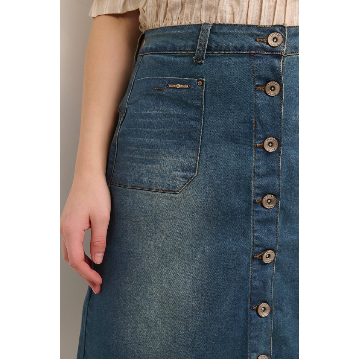 Denim skirt bleu light blue denim, CREAM