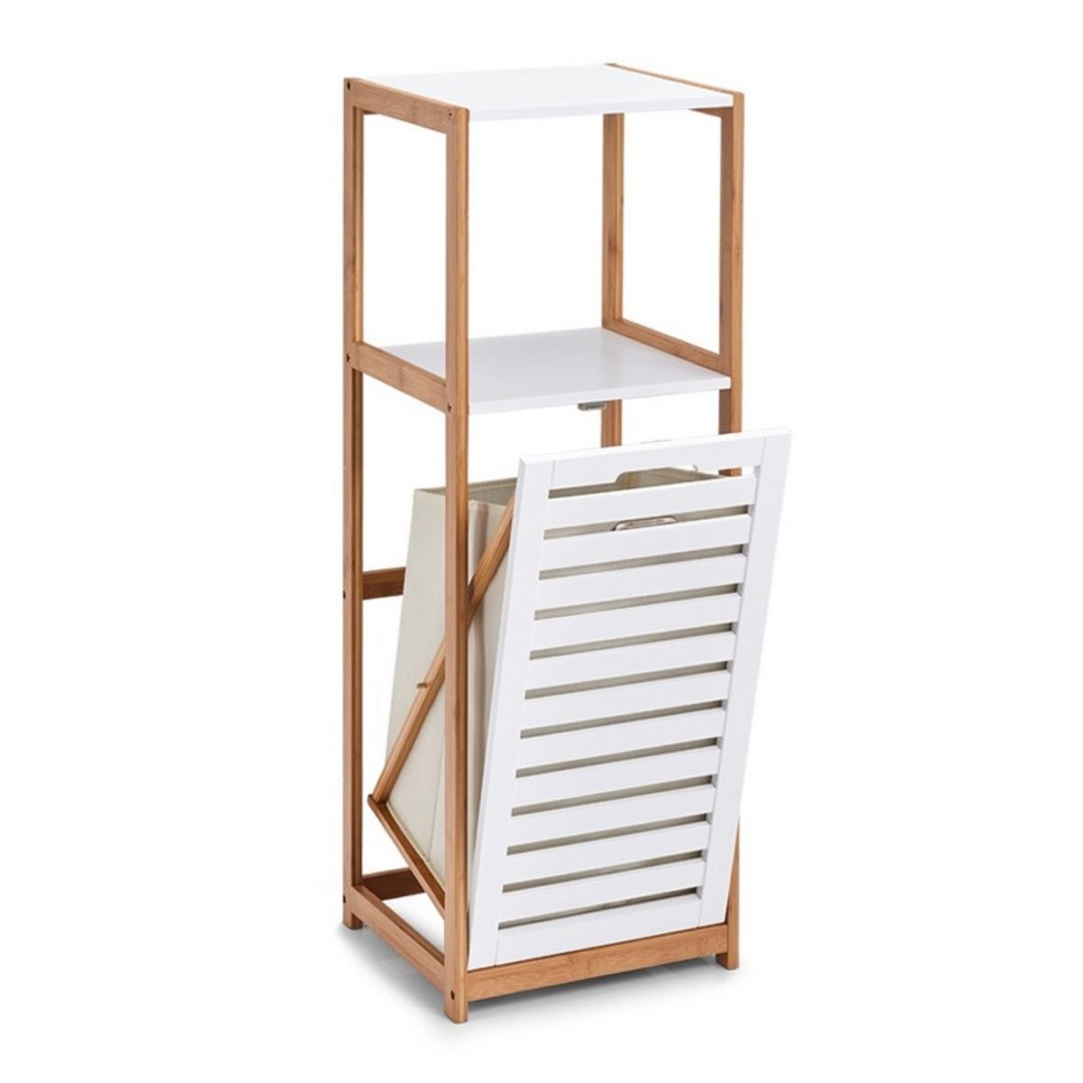 Meuble salle de bains colonne panier à linge blanc, ZELLER PRESENT