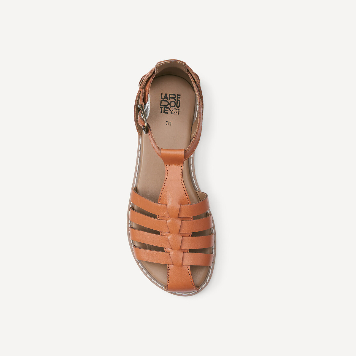 Sandales fermées en cuir camel, LA REDOUTE COLLECTIONS