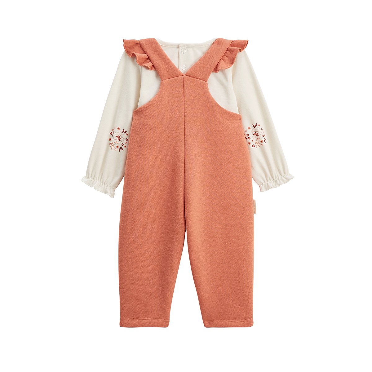 Ensemble salopette bébé en molleton et t-shirt Manouk corail, PETIT BEGUIN