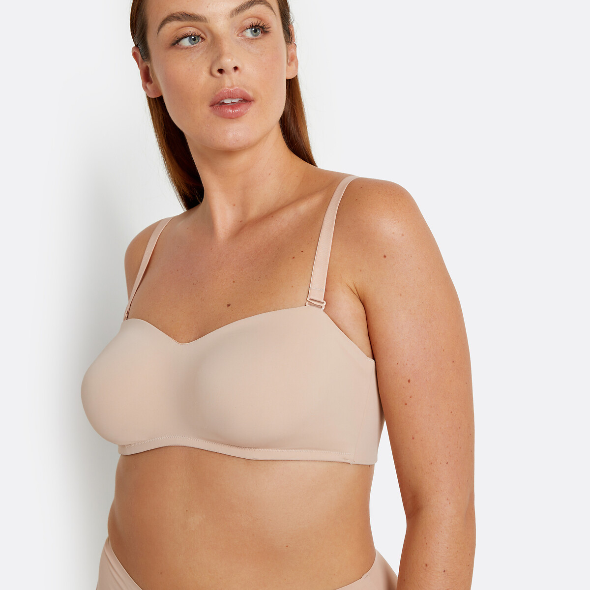 Soutien bandeau em microfibra, invisível creme, LA REDOUTE COLLECTIONS PLUS