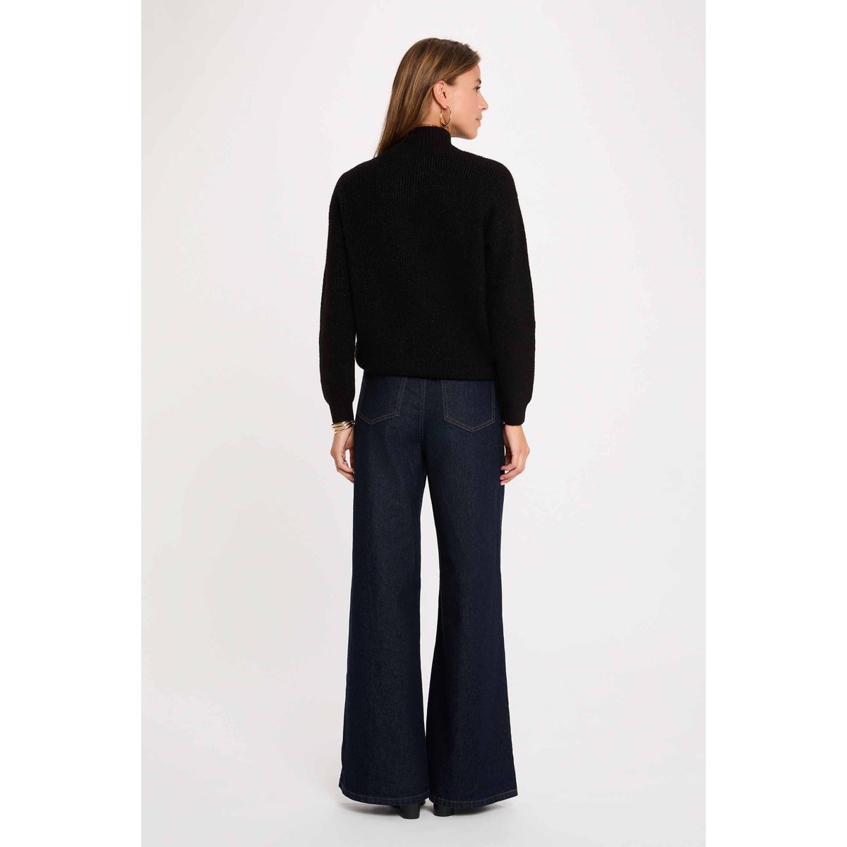 Pull col montant noir, MORGAN