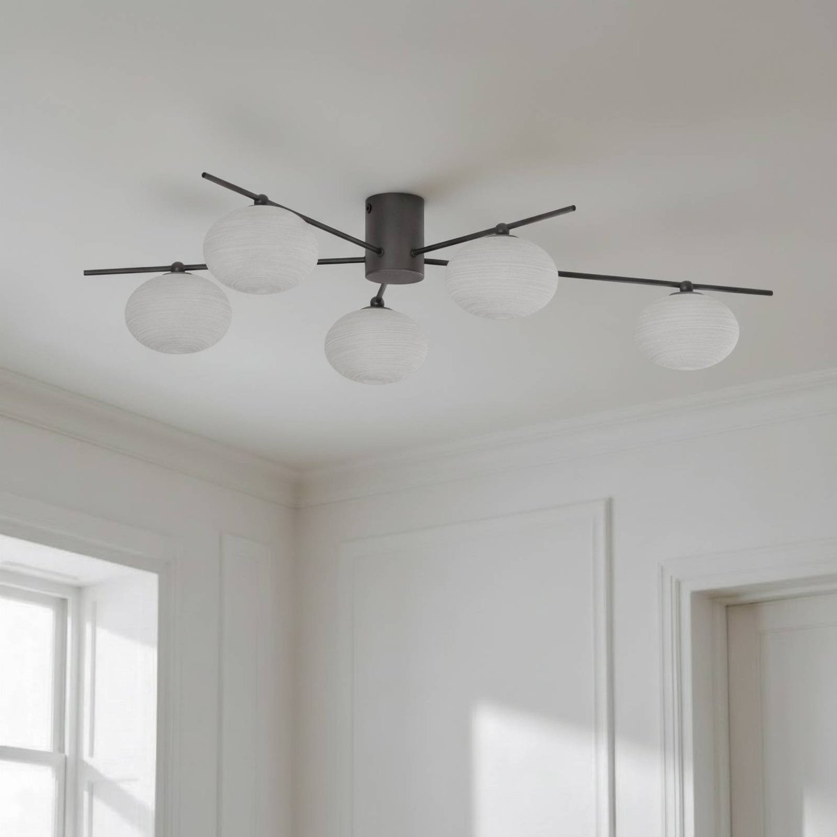 Plafonnier en verre, Valisa noir, blanc, LINDBY