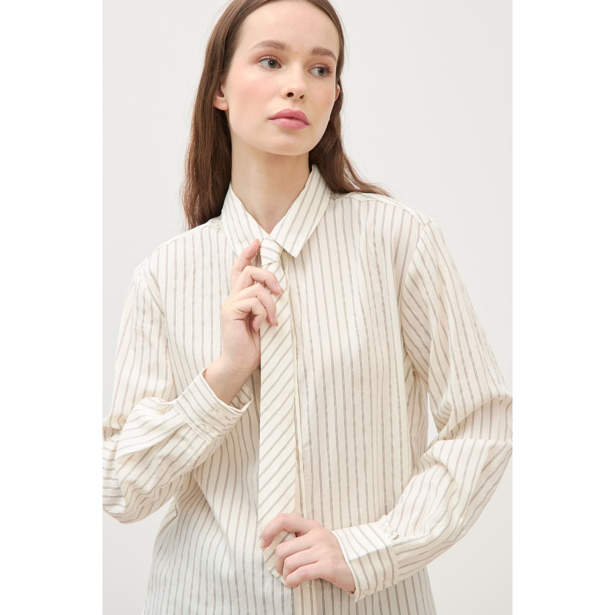 Chemise manches longues col américain blanc, BONOBO