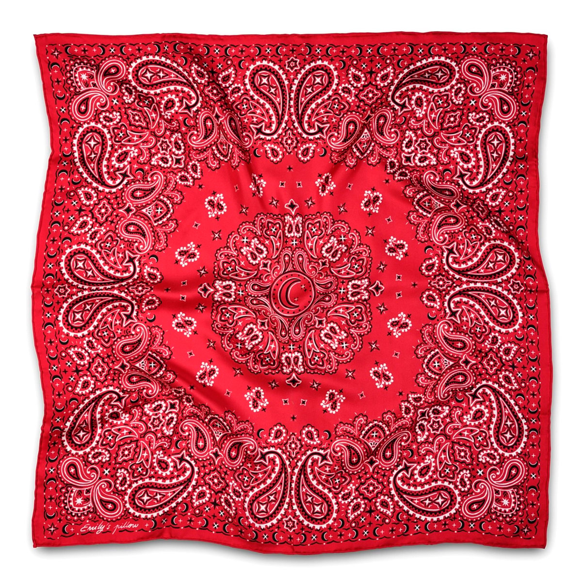 Foulard 100% pure soie bandana rouge, EMILY'S PILLOW