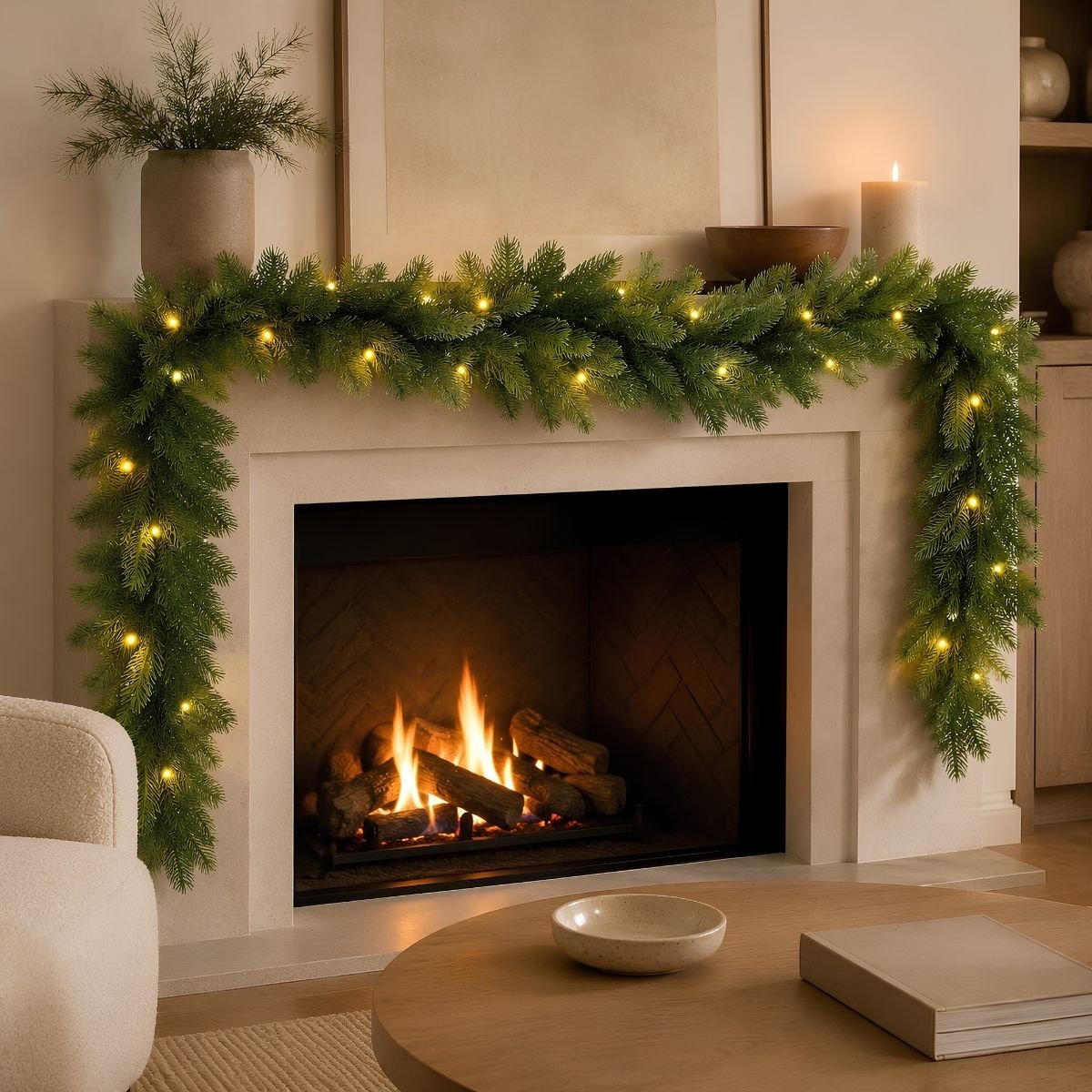 Guirlande de Noël avec LED L270 cm NAGOYA vert, BLACK BOX TREES