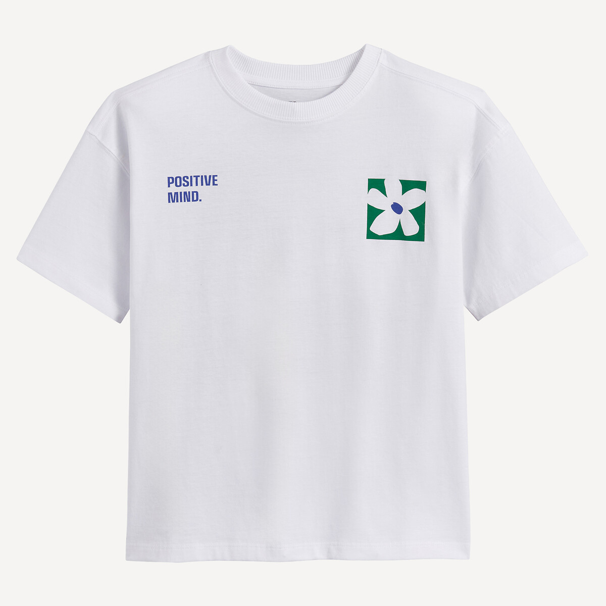 T-shirt oversize, à col rond et manches courtes, avec message et motif foral blanc, LA REDOUTE COLLECTIONS