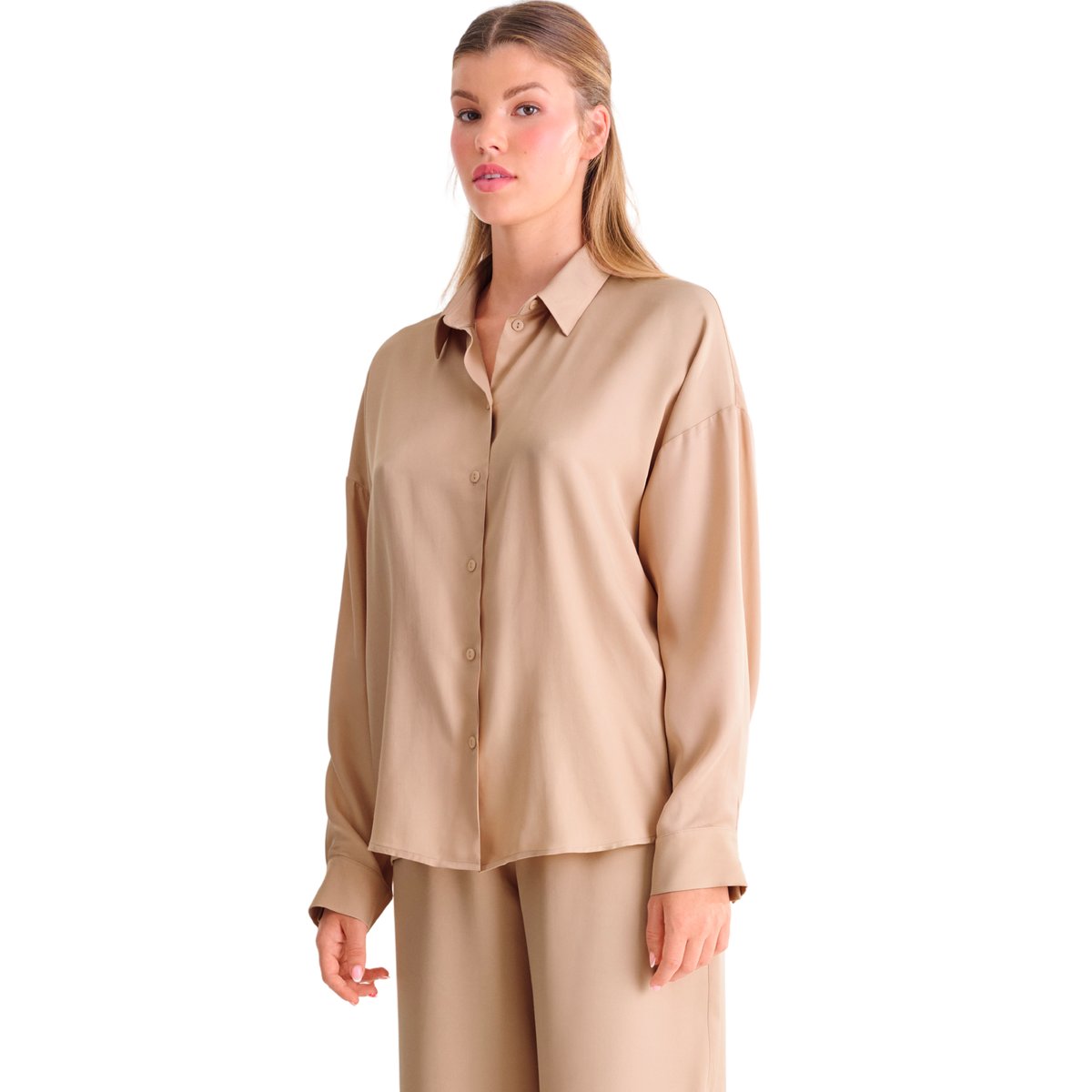 Haut pyjama chemise manches longues STELLA beige, LISCA