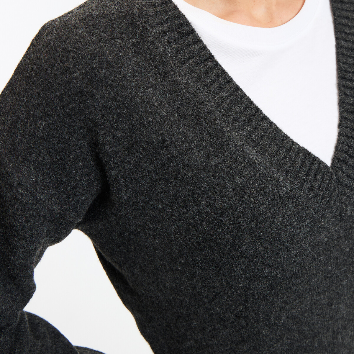 V-Neck Jumper charcoal grey marl, LA REDOUTE COLLECTIONS