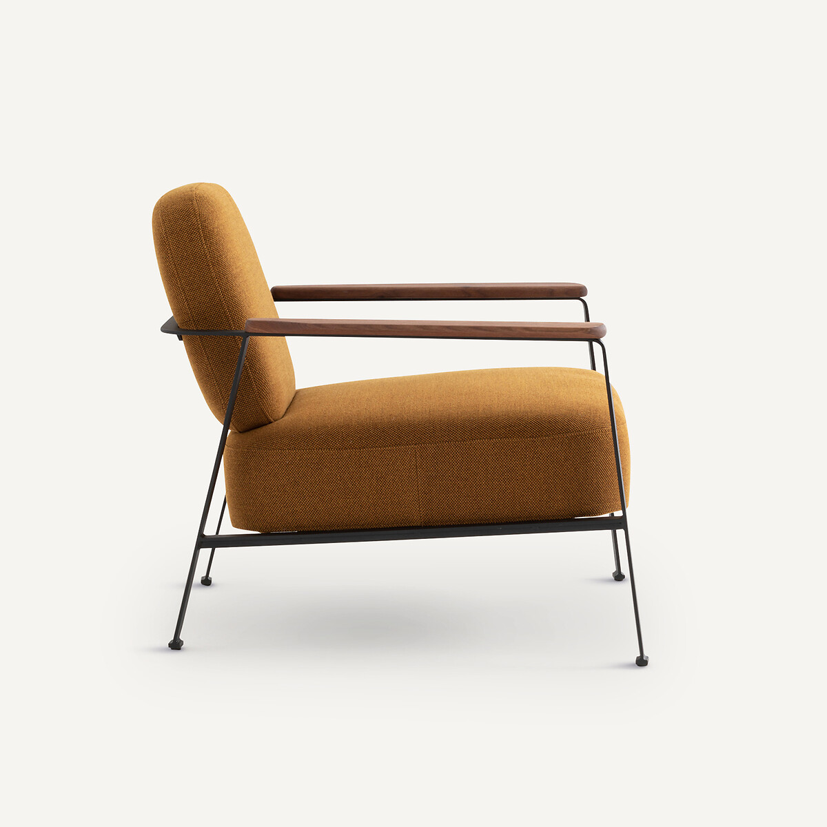 Stalen metalen fauteuil met gevlochten gemêleerde stof, Abraxas amber honing, AM.PM