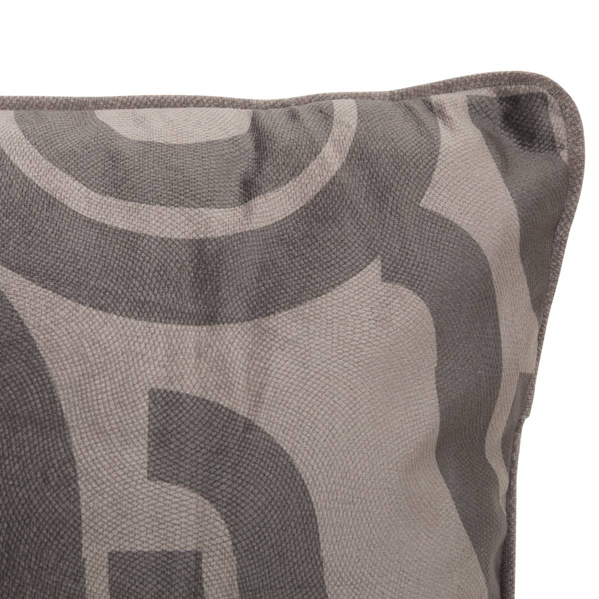 Coussin rectangulaire en velours imprimé LILOU gris foncé, ATMOSPHERA