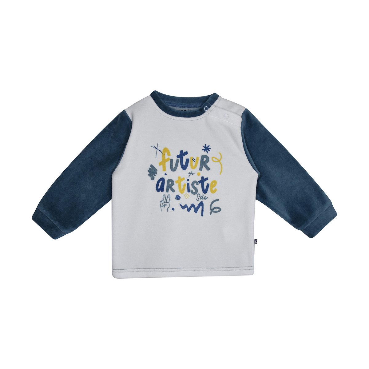 Pyjama 2 pieces leno velours rase enfant bleu, SUCRE D'ORGE