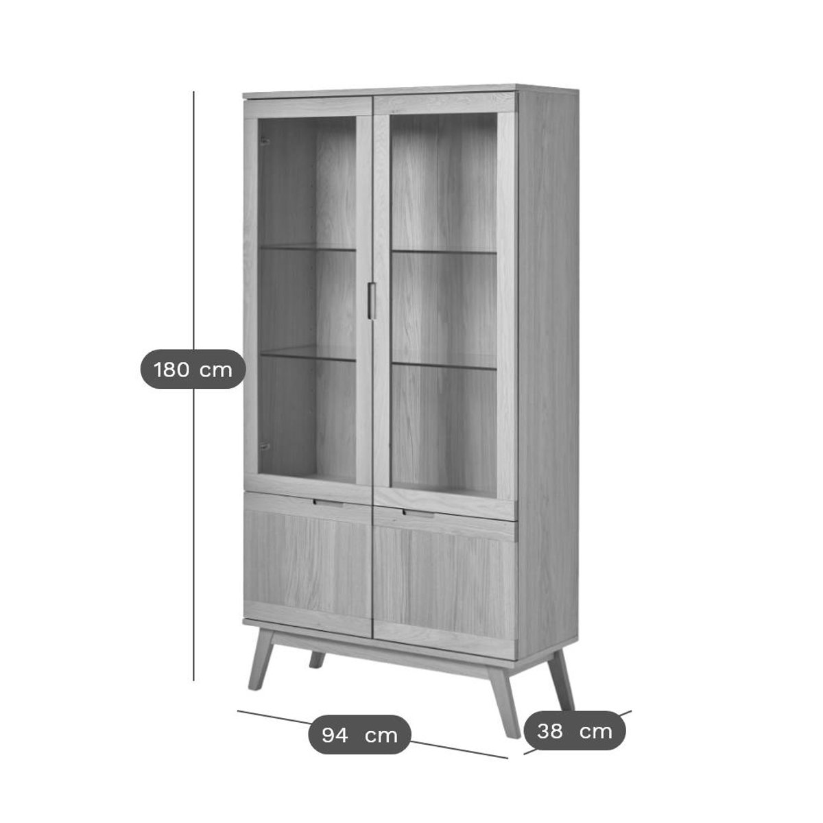 Meuble vitrine 4 portes - ADELE bois clair, CAMIF