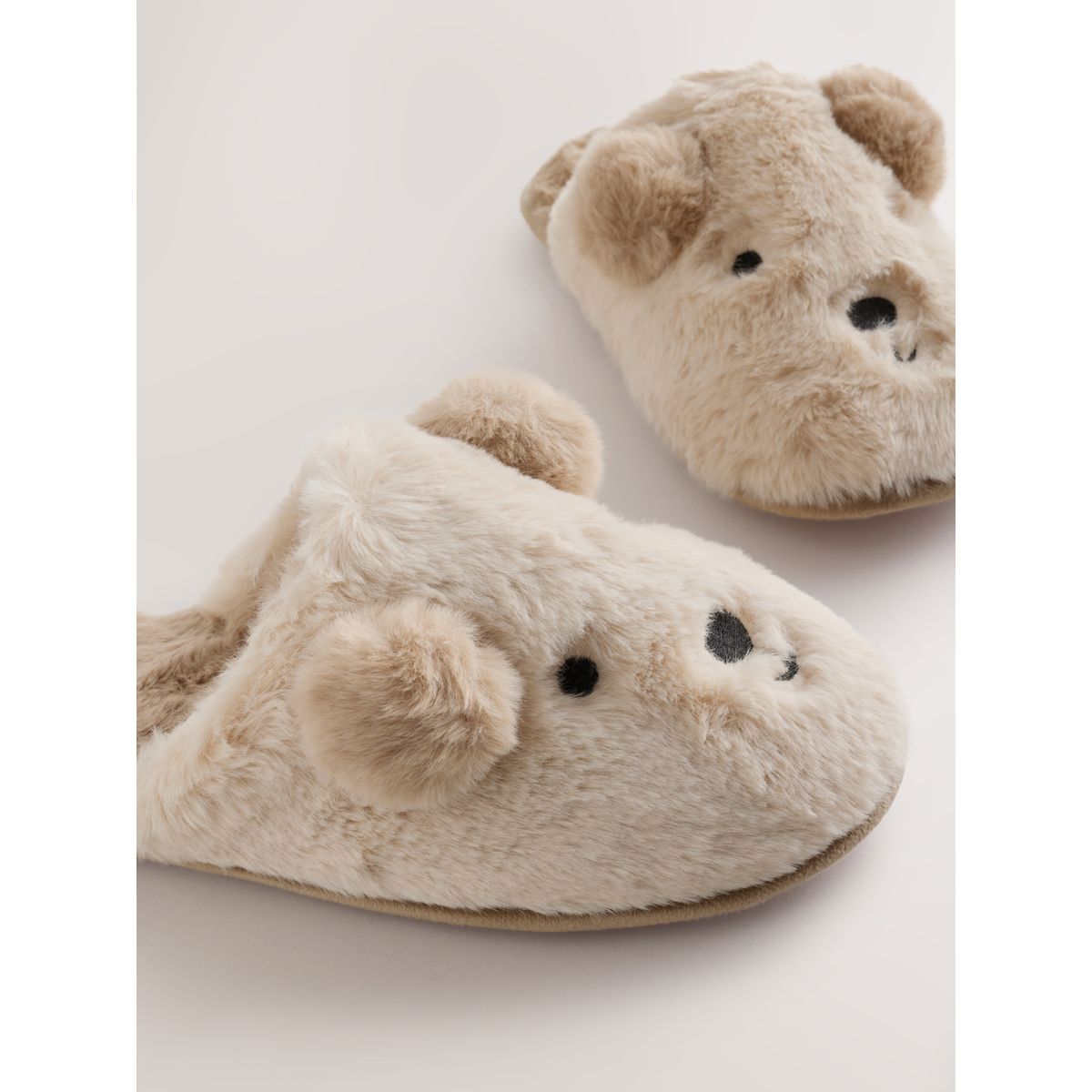 Chaussons mules ours en imitation fourrure marron fauve, NEXT