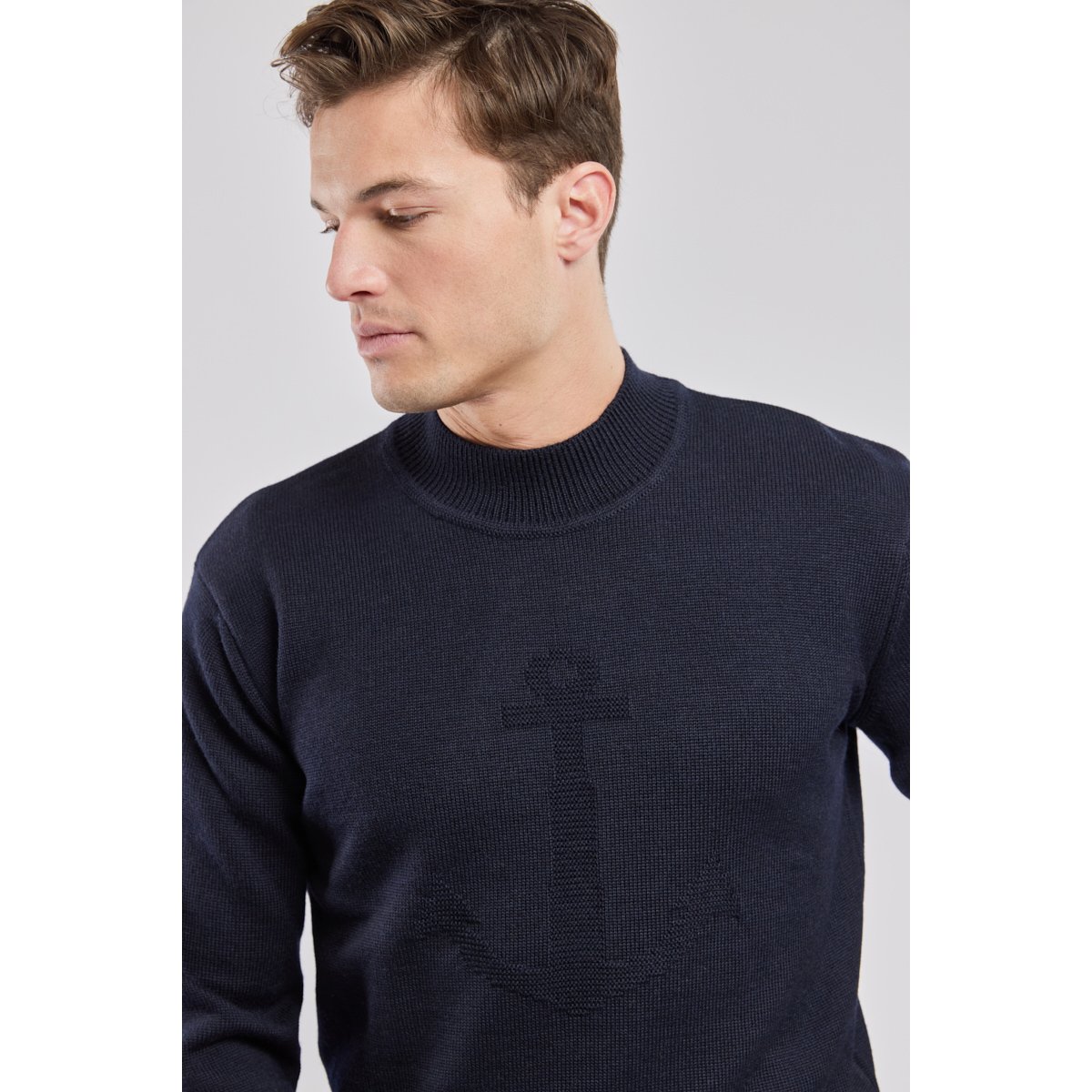 Pul col montant Ancre - laine navire, ARMOR-LUX