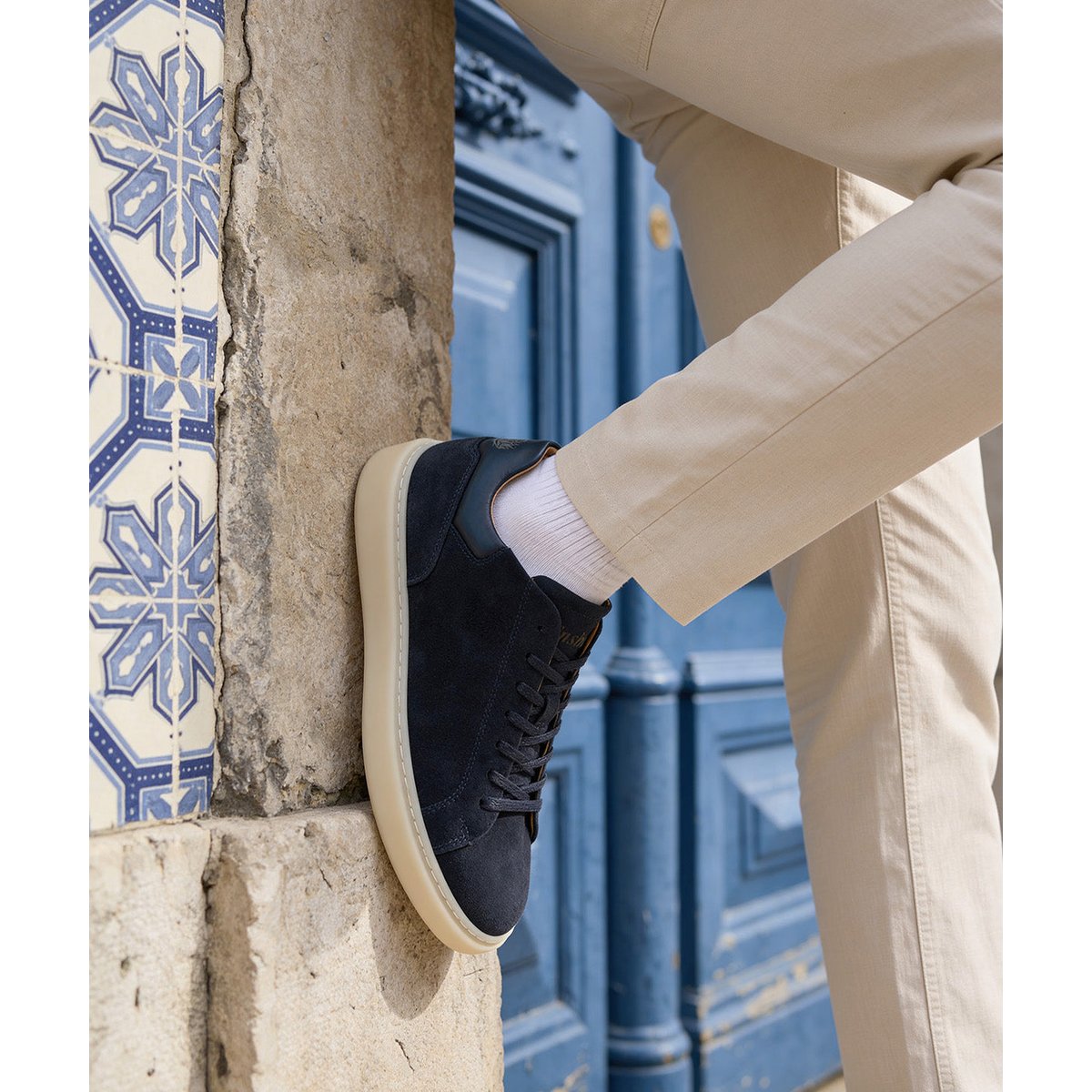 Sneakers daim DAYTONA bleu marine, FINSBURY