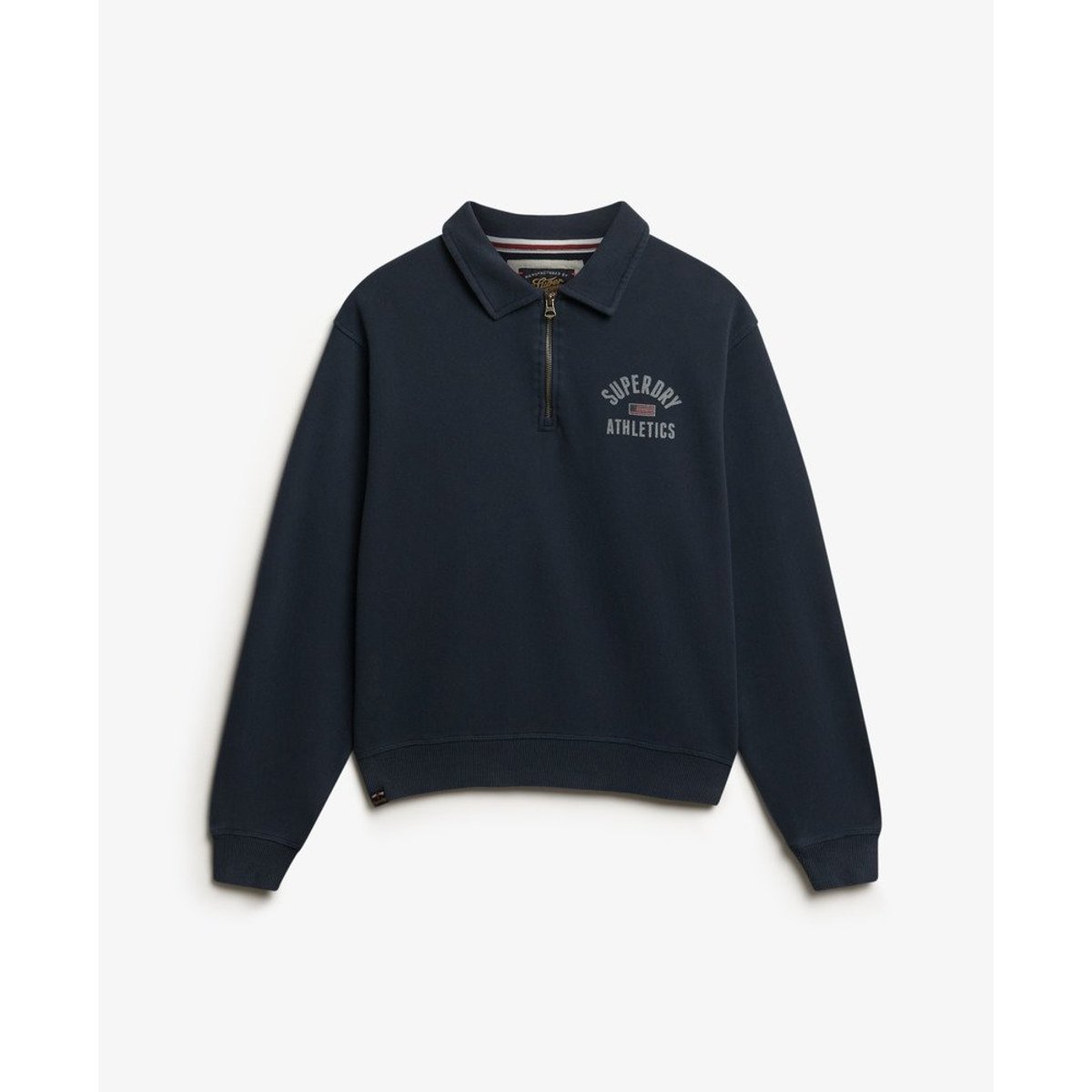 Athletic Pull Col Zippé Mi-Hauteur bleu marine éclipse, SUPERDRY