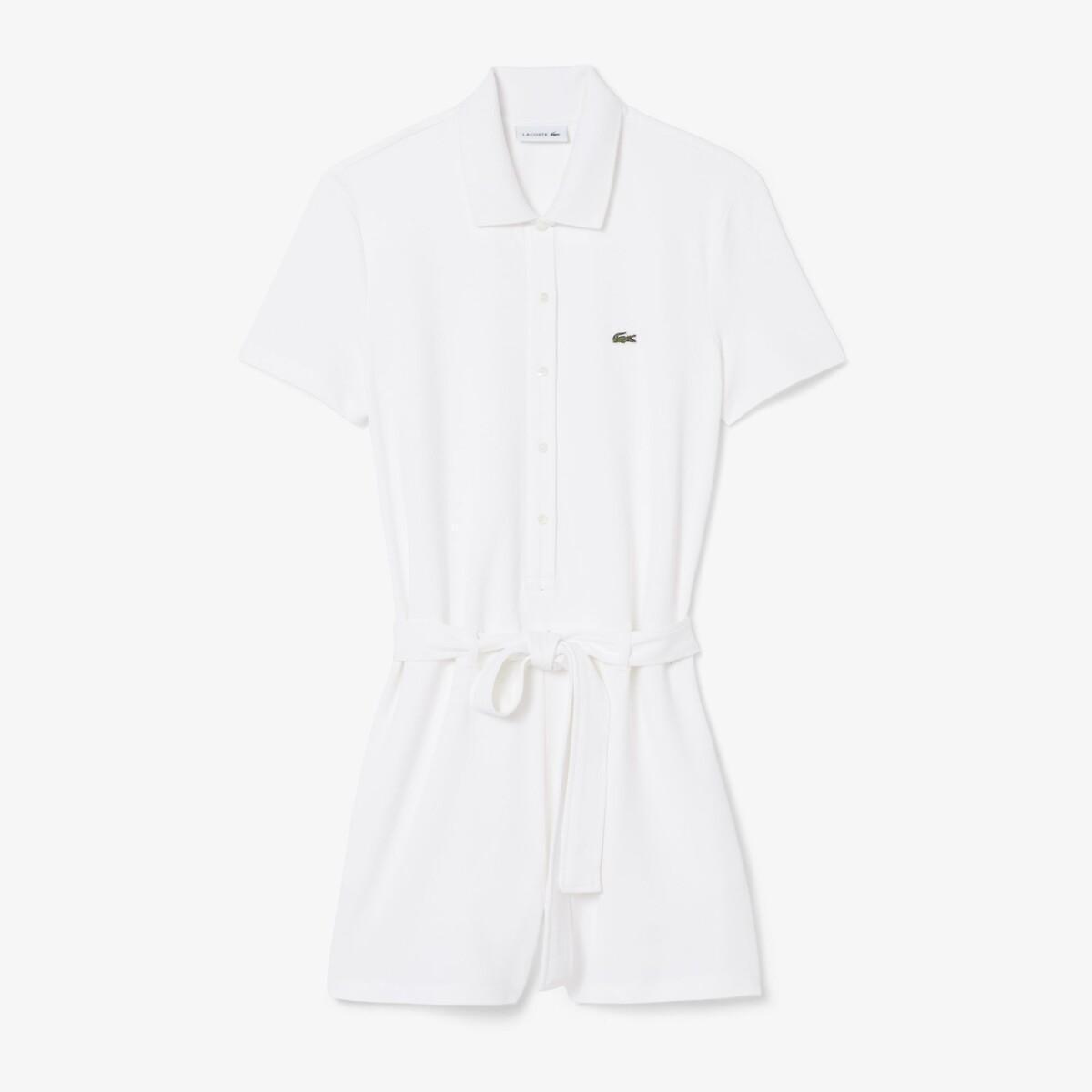 Kurzes Polokleid, kurze Ärmel, Gürtel weiss, LACOSTE