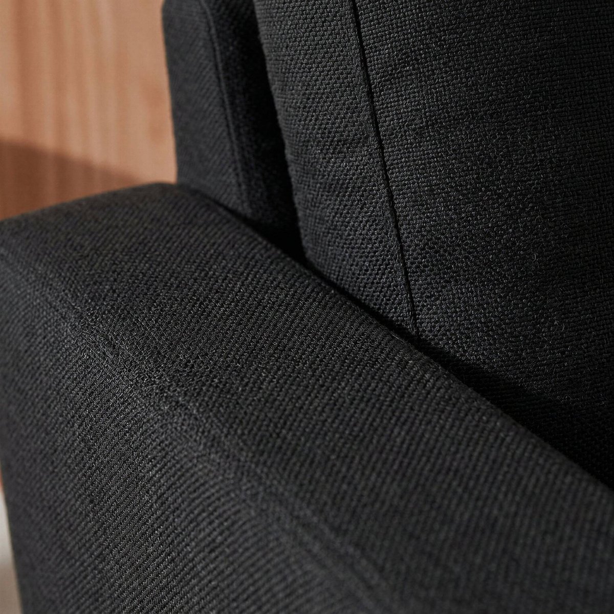 Fauteuil scandinave bois d'hévéa tissu BJORN gris chiné, SWEEEK