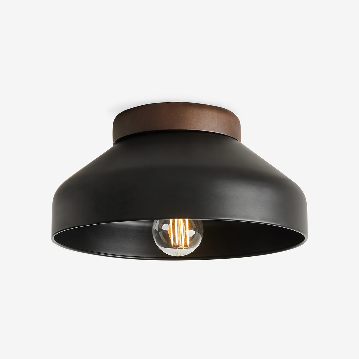 MADE.COM Albert Flush Ceiling Light in Dark Wood matt black, MADE