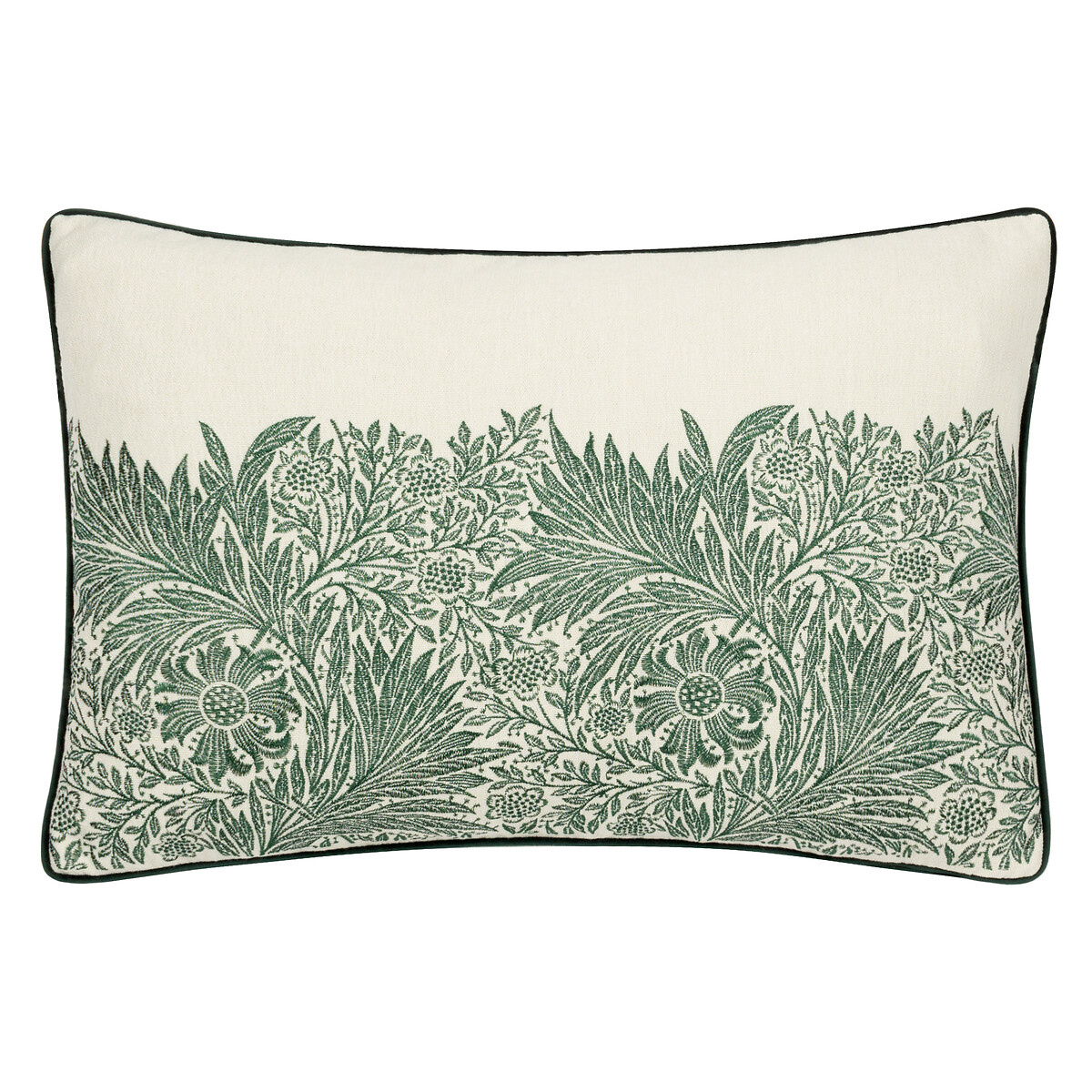 Marigold Embroidered Piped Feather Filled Cushion green, MORRIS & CO.