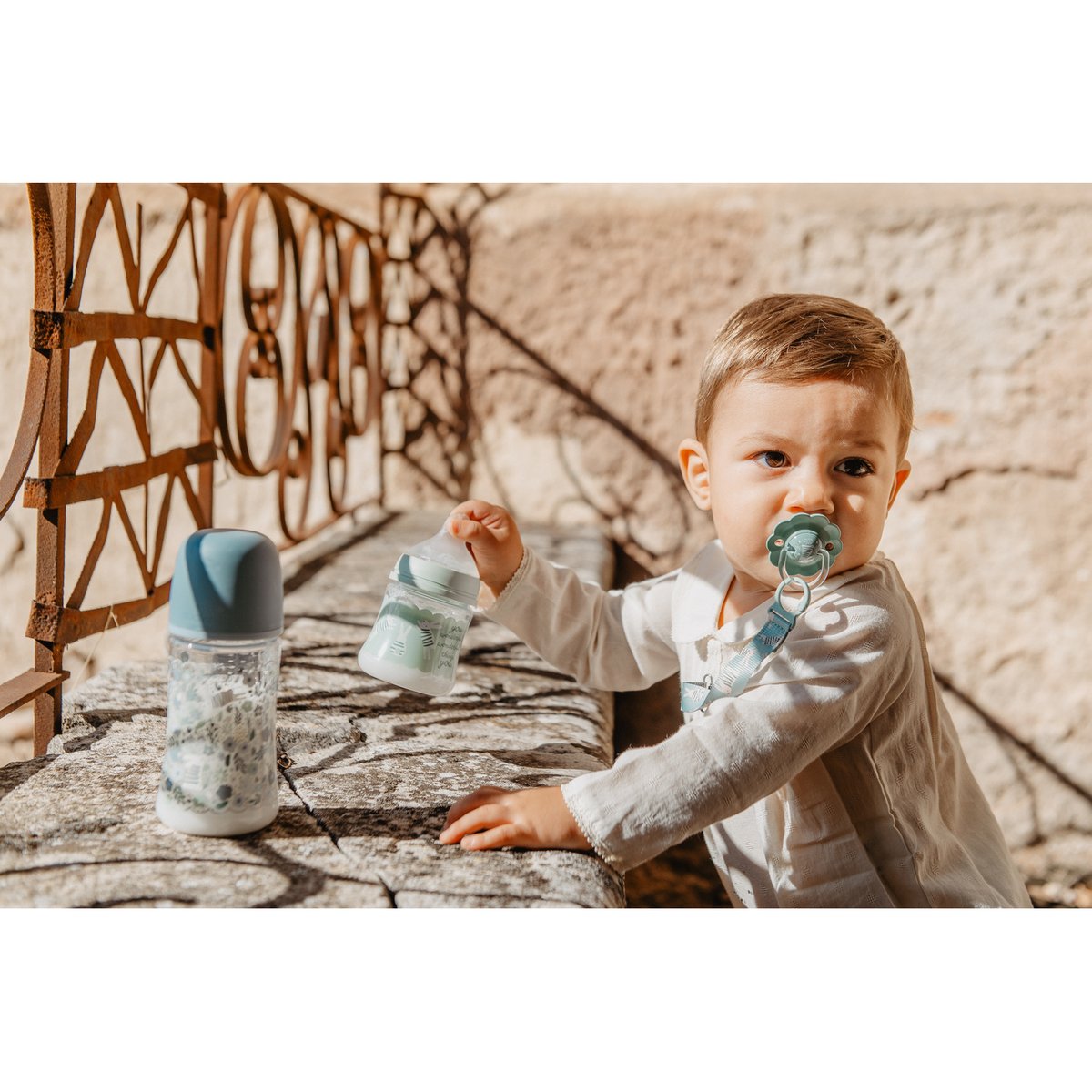 Biberon polyamide avec tétine SX Pro 270 ml débit M WONDERLAND bleu liberty, SUAVINEX