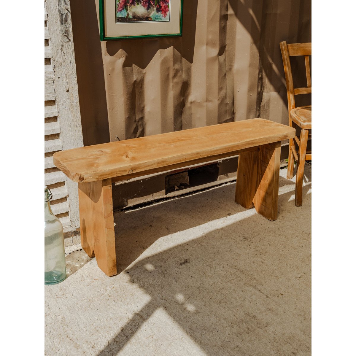 Banc en bois Antoine N°417 - Bon état bois clair, DEBONGOUT