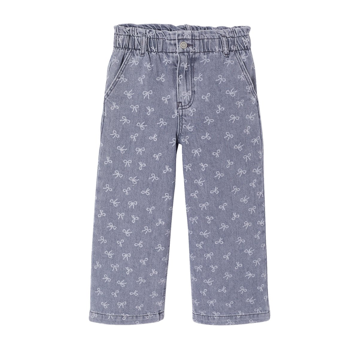 Pantalon large motifs fantaisie denim gris, VERTBAUDET