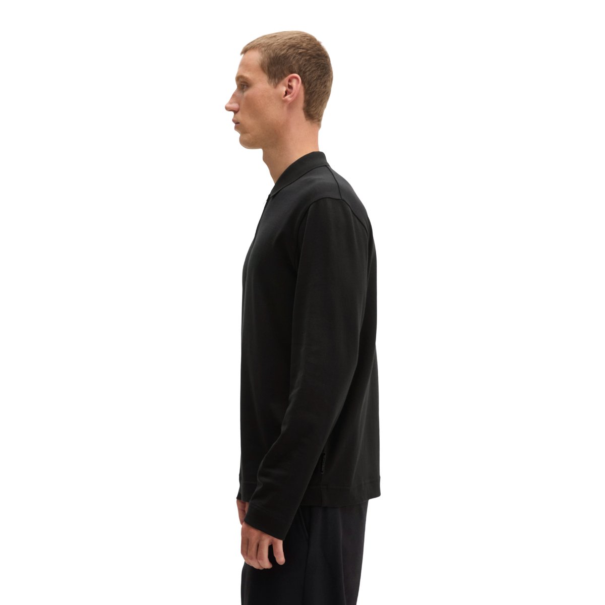 Polo à manches longues, coupe classique en jersey de coton bio tout doux noir, MARC O'POLO