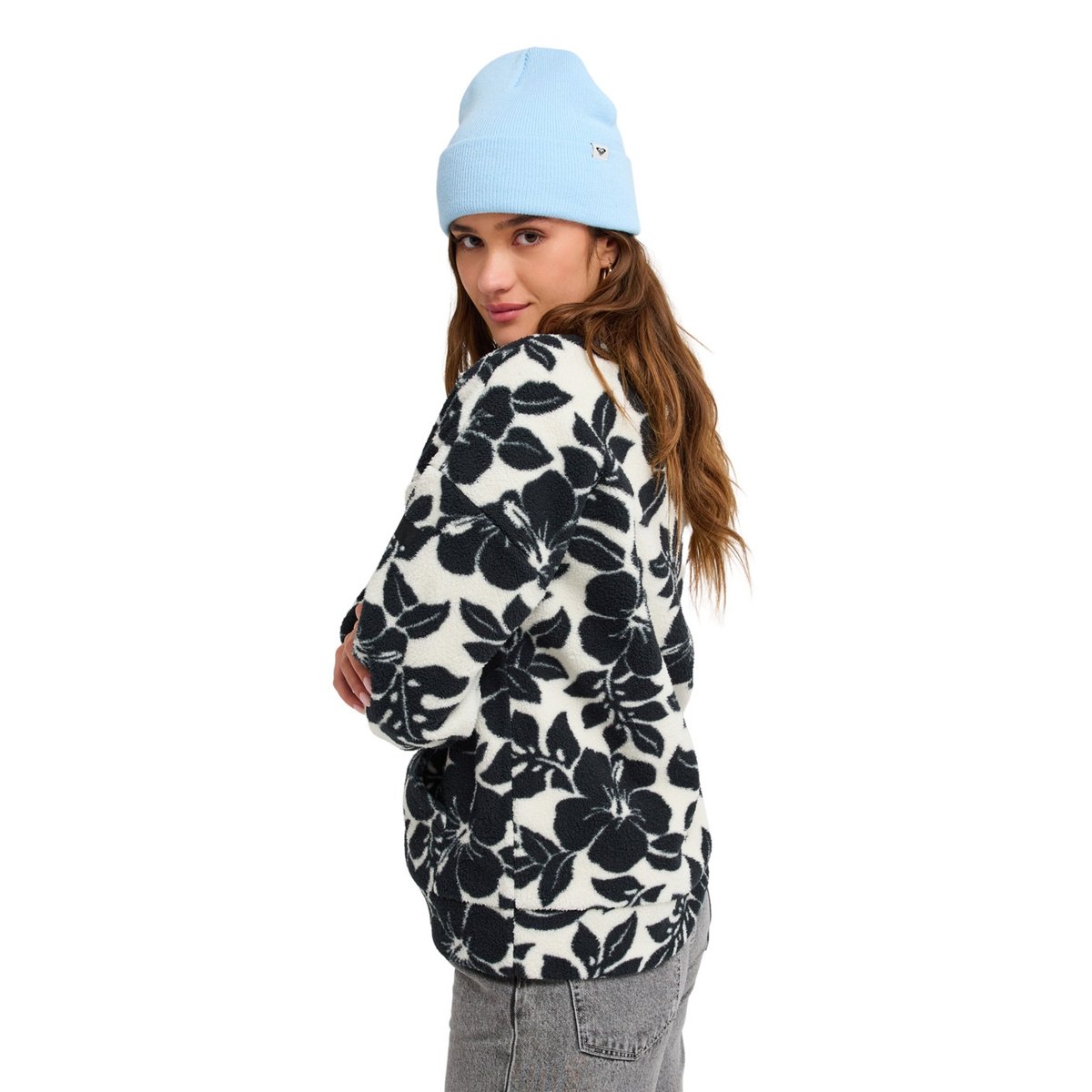 Polaire régulière à demi-zip LIVE OUT LOUD. blanc anthracite polar mo, ROXY