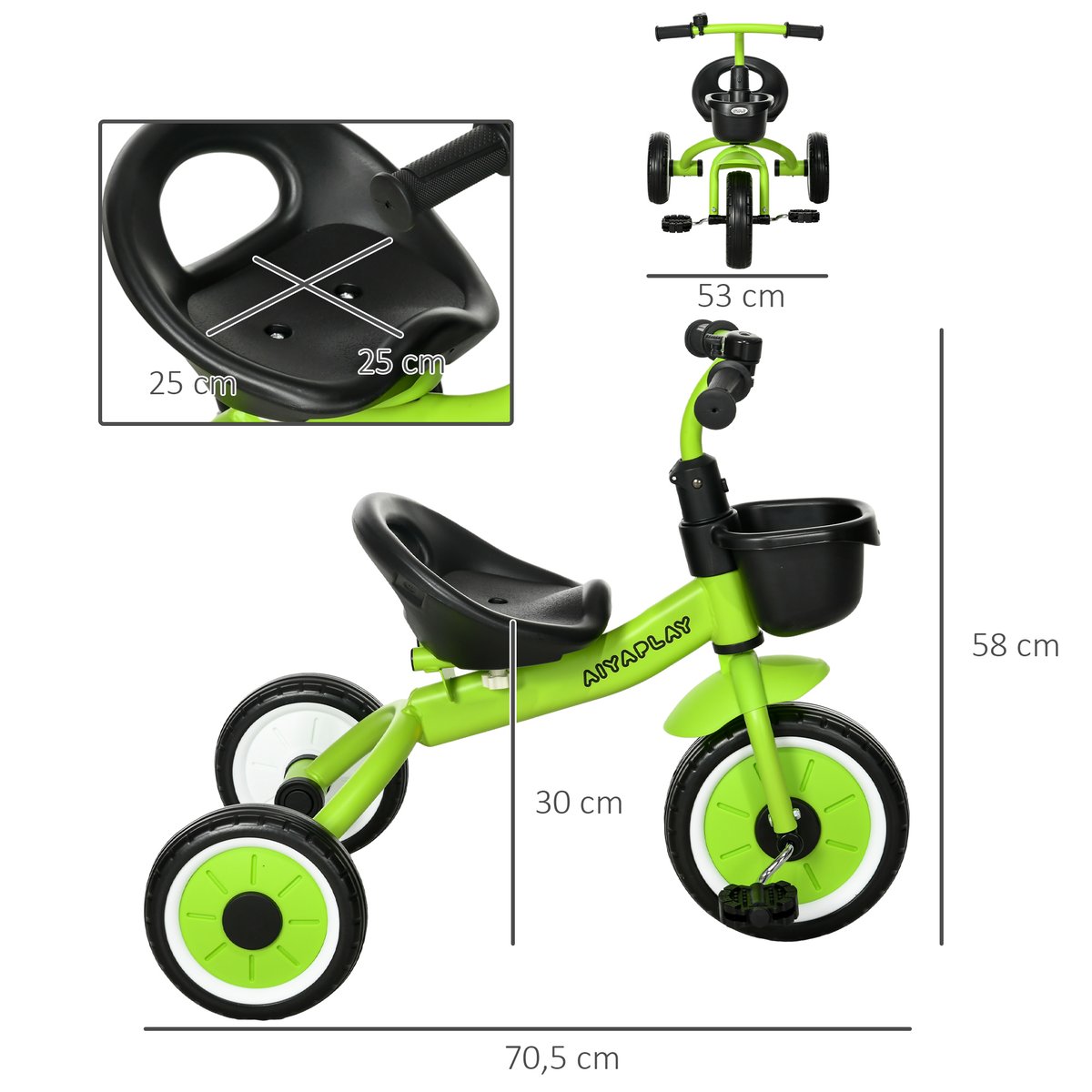 Tricycle pour enfants Métal Vert vert, AIYAPLAY