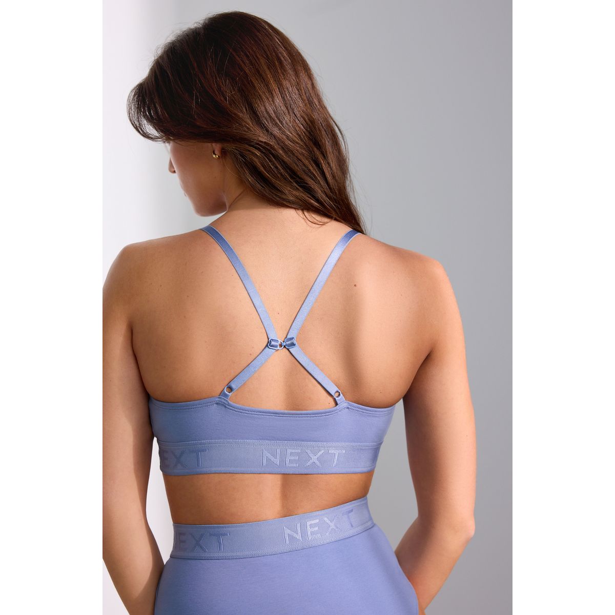 Brassière triangle avec logo, lot de 2 bleu/écru, NEXT
