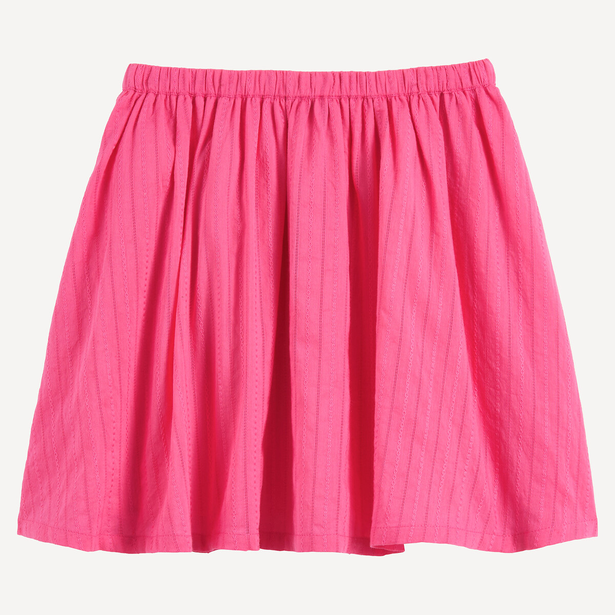 Jupe courte, en tissu reliéfé et à taille élastiquée rose, LA REDOUTE COLLECTIONS