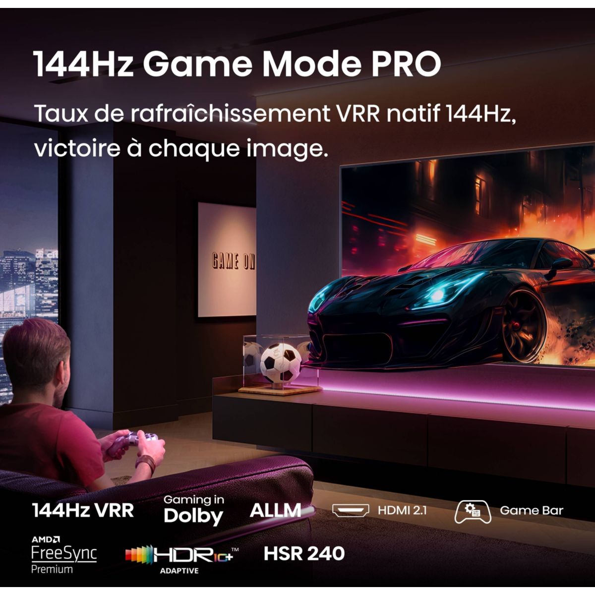 TV QLED 75E79Q PRO (2025) 75" (189 cm) 4K Ultra HD - 144Hz, Smart TV couleur unique, HISENSE