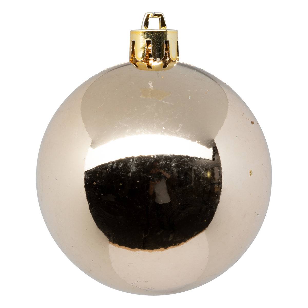 Boule de Noël plastique 70mm x8 nude beige, ATMOSPHERA