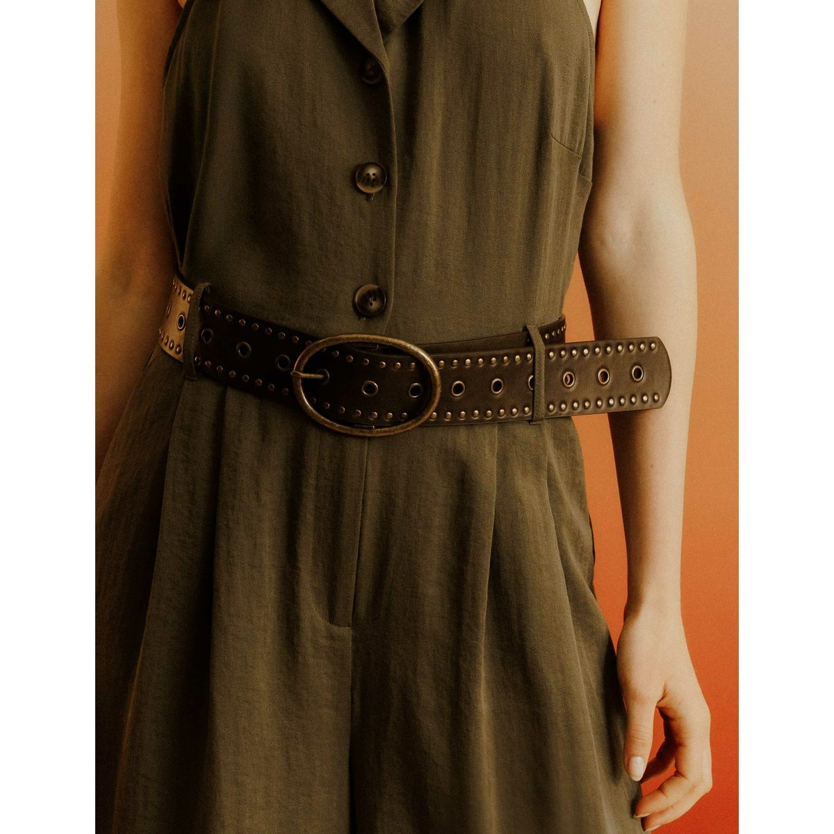 Ceinture à clous marron foncée, BZB